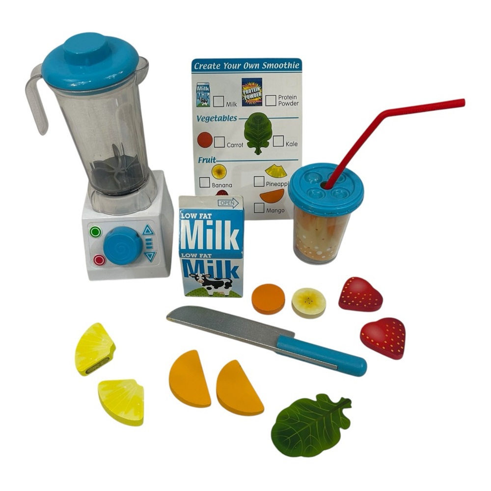 Melissa & Doug Smoothie Maker Blender Set Kit Play Kitchen Healthy